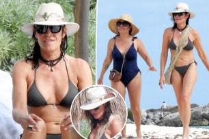 Luann de Lesseps wears a bikini a cowboy hat on the beach in Mexico