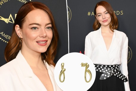 Emma Stone with insets of gold earrings