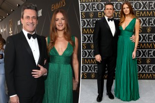 Jon Hamm, 52, wife Anna Osceola, 35, stun in Dolce & Gabbana at the 2024 Emmys
