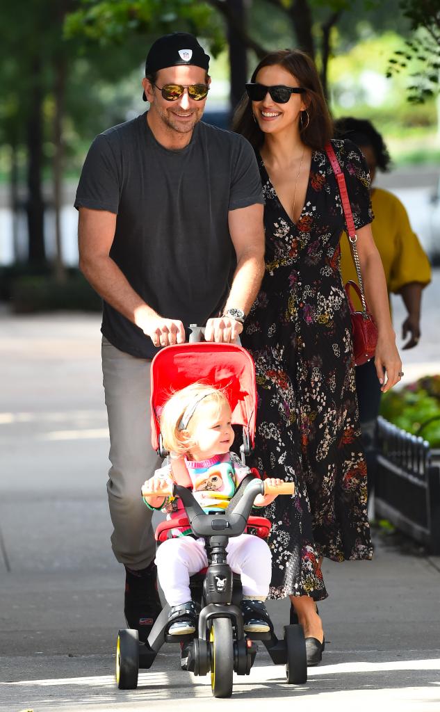 Bradley Cooper and Irina Shayk on a walk with their daughter.